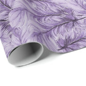 Papier Cadeau Elégant Boho violet Aquarelle Whimsical Feather (Coin rond)