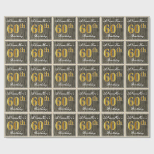 Papier Cadeau Élégant, bois de Faux, anniversaire d'or de Faux