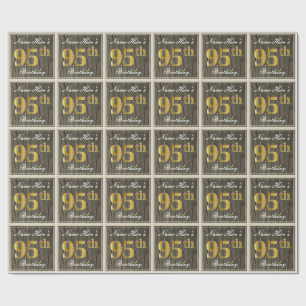 Papier Cadeau Élégant, bois de Faux, anniversaire d'or de Faux