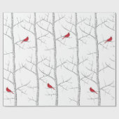 Papier Cadeau Élégant Botanique Botanique Rouge Cardinal Birch T (Plat)