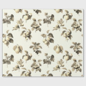 Papier Cadeau Elégant Botanique Vintage Fruit Beige (Plat)