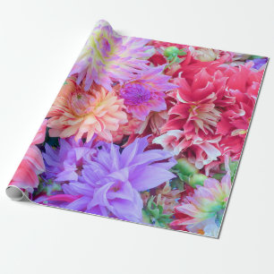 Papier Cadeau Élégant bouquet de fleurs orange violet rose rou