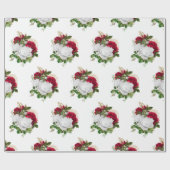 Papier Cadeau Elégant Bouquet de Roses Blanches Rouges (Plat)