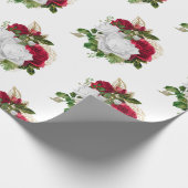 Papier Cadeau Elégant Bouquet de Roses Blanches Rouges (Coin)