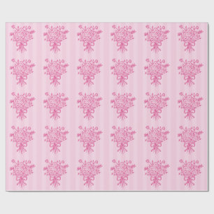 Papier Cadeau Élégant Bouquet Floral de Quinceañera Rose & Bla