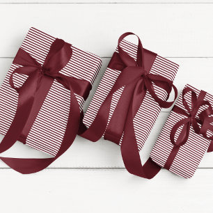 Papier Cadeau Élégant Bourgogne mince rayé