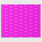 Papier Cadeau Elegant Bright Magenta script personnalisé nom chi (Plat)