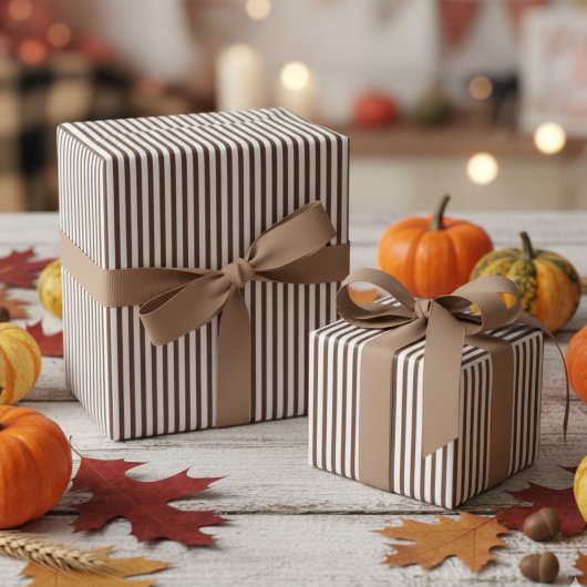 Papier Cadeau Élégant Brown clair mince rayé