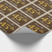 Papier Cadeau Elégant, Brown, Faux Gold 45ème anniversaire + Nom (Coin)