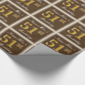 Papier Cadeau Elégant, Brown, Faux Gold 51ème Anniversaire + Nom (Coin)