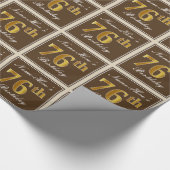 Papier Cadeau Elégant, Brown, Faux Gold 76ème anniversaire + Nom (Coin)