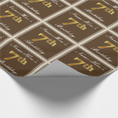Papier Cadeau Elégant, Brown, Faux Gold 7ème anniversaire + Nom (Coin)
