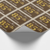 Papier Cadeau Elégant, Brown, Faux Gold 85ème anniversaire + Nom (Coin)