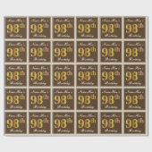 Papier Cadeau Elégant, Brown, Faux Gold 98ème anniversaire + Nom (Plat)