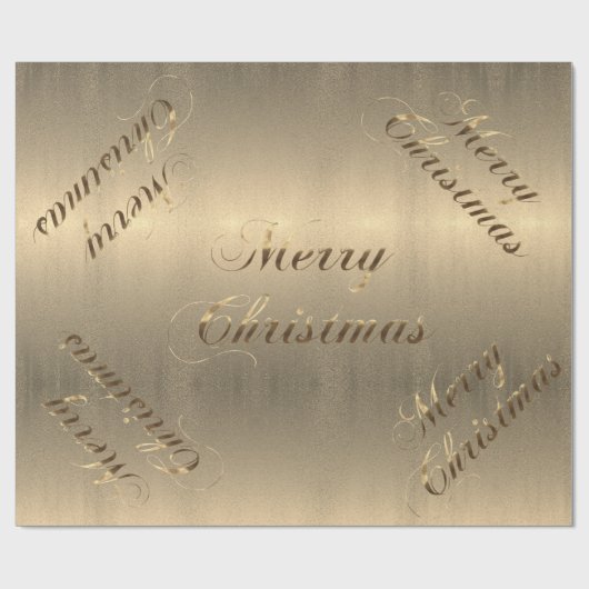Papier Cadeau Élégant Brown Gold Script Joyeux Noël (Plat)