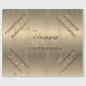 Papier Cadeau Élégant Brown Gold Script Joyeux Noël (Plat)