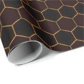 Papier Cadeau Elégant Brown Honeycomb Hexagon Motif Manly (Coin rond)