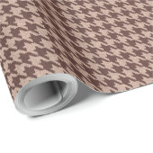 Papier Cadeau Elegant Brown Houndstooth Classic Preppy Pattern (Coin rond)