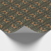 Papier Cadeau Élégant buho rétro papillon botanique verdure (Coin)