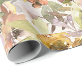 Papier Cadeau Élégant Burnt Orange Jaune Automne Automne Floral (Coin rond)