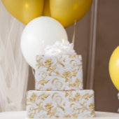 Papier Cadeau Elégant cadeau blanc et or Damas