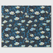 Papier Cadeau Élégant cadeau Botanique Bleu Poppy moderne (Plat)