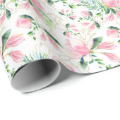 Papier Cadeau Elégant cadeau couleur rose Magnolia (Coin rond)