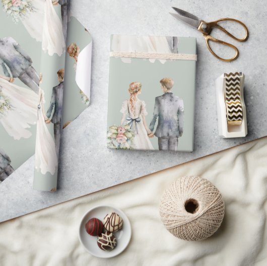 Papier Cadeau Élégant cadeau de mariée et de chambre d'aquarelle (Artisanat)