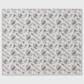 Papier Cadeau Élégant cadeau de Noël Robin d'hiver (Plat)