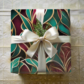 Papier Cadeau Elégant cadeau de retraite Feuilles Abstraits pour