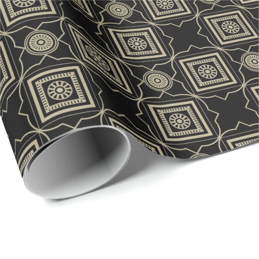 Papier Cadeau Elégant Carré Art Déco Or moderne carreaux Motif (Coin rond)