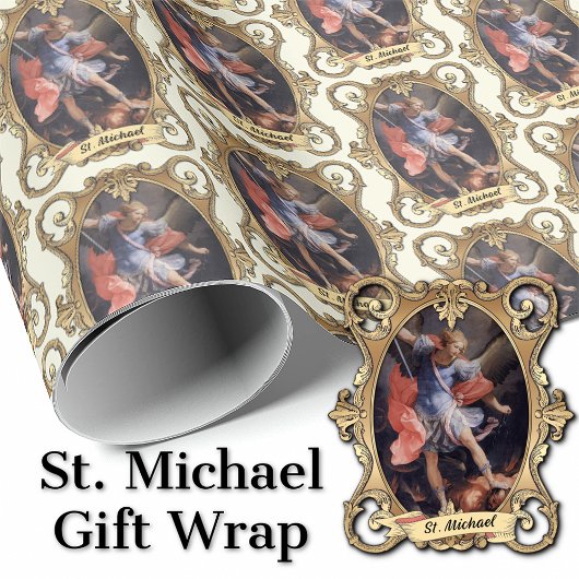 Papier Cadeau Élégant catholique Saint Michael Archangel Religie
