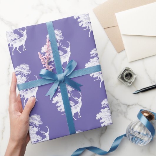 Papier Cadeau Elégant cerf de Toile de Campagne sur Périwinkle B (Cadeaux)