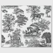 Papier Cadeau Elégant cheval rustique Black White Toile (Plat)