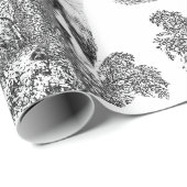 Papier Cadeau Elégant cheval rustique Black White Toile (Coin rond)