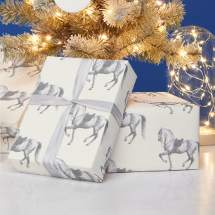 Papier Cadeau Élégant Cheval Vintage noir blanc Lipizzaner