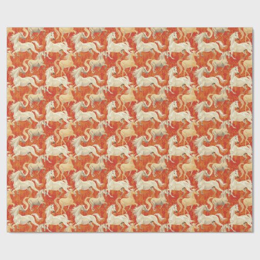 Papier Cadeau Élégant Chevaux blancs intemporels (Plat)