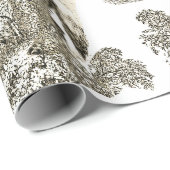 Papier Cadeau Élégant Chevaux Rustiques Toile Beige sans couture (Coin rond)