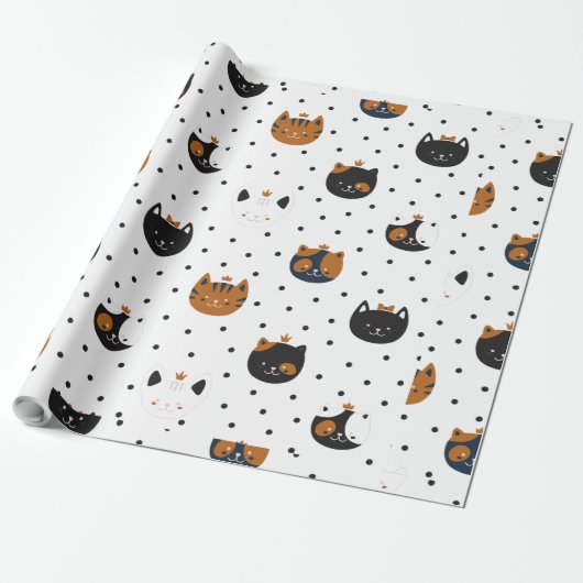 Papier Cadeau Élégant Chic Chat Motifs (Déroulé)