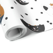Papier Cadeau Élégant Chic Chat Motifs (Coin rond)