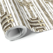 Papier Cadeau Élégant Chic Faux Gold Foil Motif blanc (Coin rond)