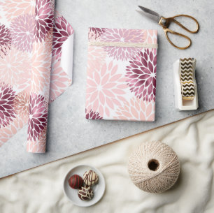 Papier Cadeau Élégant Chic Floral Rose