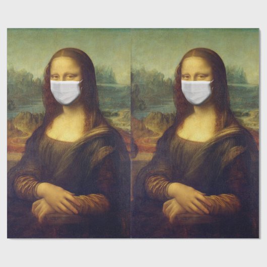 Papier Cadeau Élégant Chic Green Mona Lisa Convid 19 Peinture (Plat)
