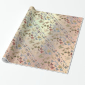 Papier Cadeau Élégant Chic Meadow Butterfly Insects Rose Gold (Déroulé)