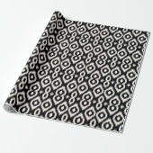 Papier Cadeau Élégant Chic Mod Black Ivoire Diamond Ikat Motif (Déroulé)