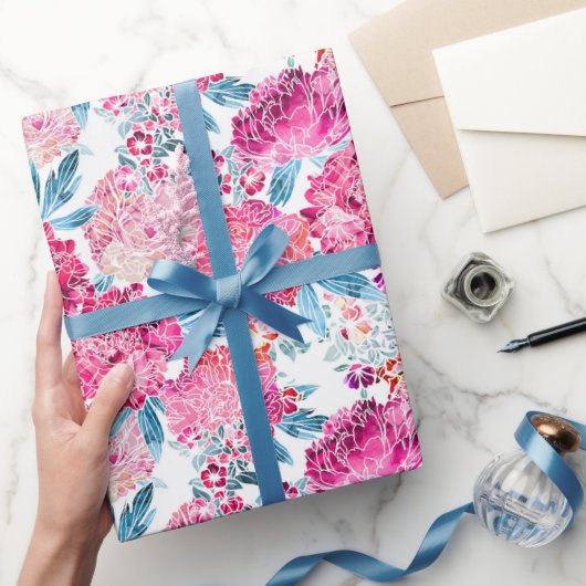 Papier Cadeau Elégant Chic rose motif floral cadeau (Cadeaux)