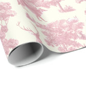 Papier Cadeau Elégant Chic Rose Toile Cerf Boodland (Coin rond)