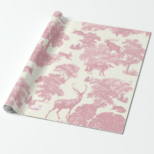 Papier Cadeau Elégant Chic Rose Toile Cerf Boodland