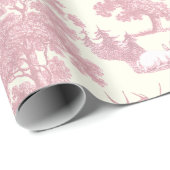 Papier Cadeau Elégant Chic Rose Toile Cerf Boodland (Coin rond)