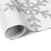 Papier Cadeau Élégant Chic Silver Parties scintillant Snowflakes (Coin rond)
